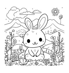 Cute Little Rabbit Animal In The Landscape Design