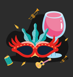 Mardi Gras Mask And Wine Cup