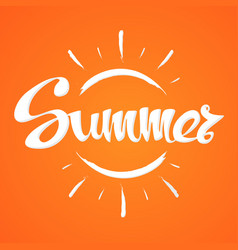 Summer Card With Sun On Orange Background