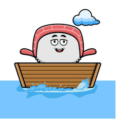 Cute Cartoon Sushi Get On Boat