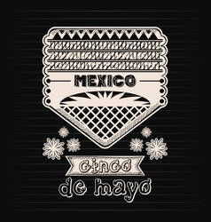 Isolated Sketch Of Mexican Pennant Vintage Cinco