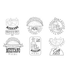 Mexicano Menu Hand Drawn Retro Labels Set