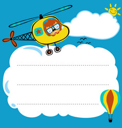 Frame Border Template Cute Lion On Helicopter