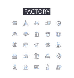 Factory Line Icons Collection Plantation