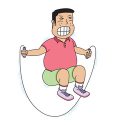 Fat Obesity Man Doing Rope Exercise