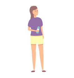 Girl Drink Water Icon Cartoon Street