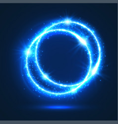 Blue circles glow light effect round wave Vector Image