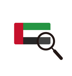 United Arab Emirates Flag And Magnifying Glass