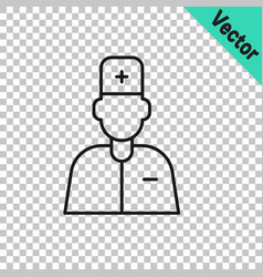 Black Line Male Doctor Icon Isolated