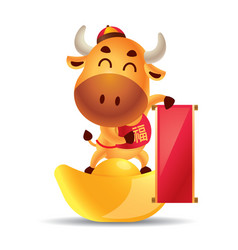 Cartoon Cute Ox Holding Empty Couplet