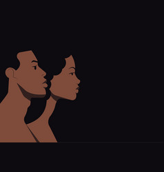 Black Man And Woman Profile Portraits