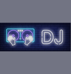 Dj Neon Text With Turntable