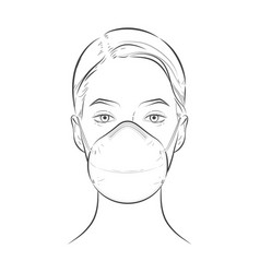 Face Mask Woman Wearing Disposable Medical