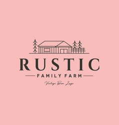 Rustic Family Farm Line Art Logo Symbol Design