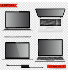 Set Of Laptops In Different Positions Isolated