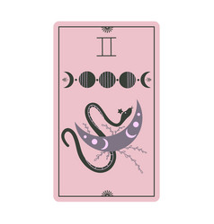 Vintage Tarot Cards With Moon Phases And Snakes