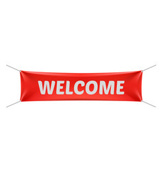 Welcome Banner Hanging Realistic Red Canvas