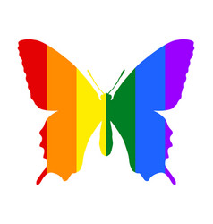 Butterfly Silhouette Over Gay Flag Tattoo