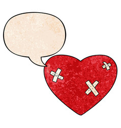 Cartoon Beaten Up Heart And Speech Bubble