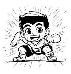 Cartoon Of Kid Boy Boxing Or Mascot Character