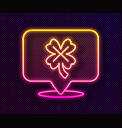 Glowing Neon Line Casino Slot Machine With Clover