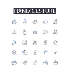 Hand Gesture Line Icons Collection Eye Contact