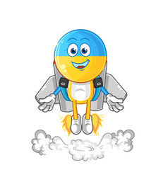 Ukraine Flag Head With Jetpack Mascot Cartoon