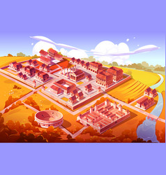 Ancient Rome Isometric Cartoon Autumn Cityscape