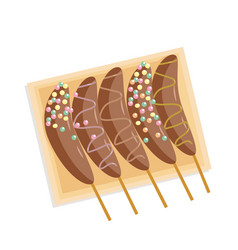 Banana In Chocolate And Icing A Skewer