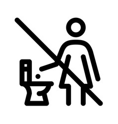 Do Not Throw Trash In Toilet Bowl Line Icon