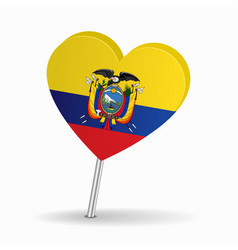 Ecuadorian Flag Heart-shaped Map Pointer Layout