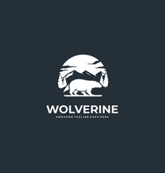 Logo Wolverine Walk With Mountain Silhouette