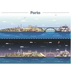 Porto City Skyline At Day And Night