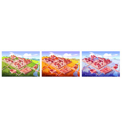 Ancient Rome Isometric Cartoon Seasons Cityscape