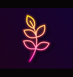 Glowing Neon Line Willow Leaf Icon Isolated