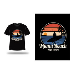 T-shirt Miami Beach Night Surfers Color Orange