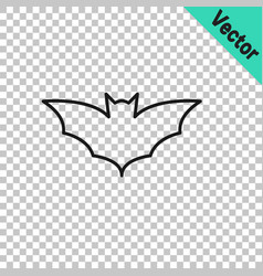 Black Line Flying Bat Icon Isolated On Transparent