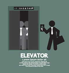 Businessman Standing With Crowded Elevator