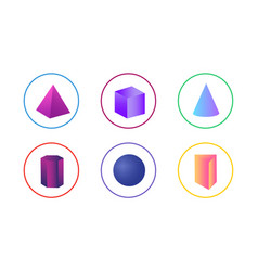 Colorful 3d Shapes Icon Set