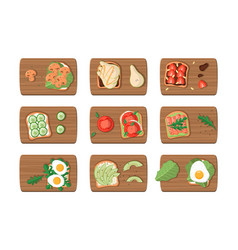 Cutting Boards With Toast Ingredients Cartoon