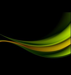 Green And Orange Waves On Black Background