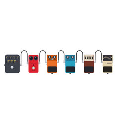 Guitar Pedals Set Flat Design Style