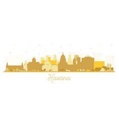 Havana Cuba City Skyline Silhouette With Golden