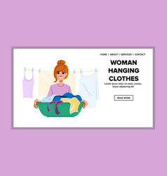 Line Woman Hanging Clothes