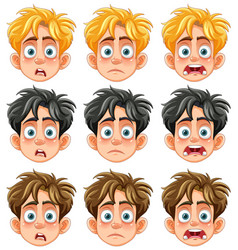 Nine Cartoon Faces Showing Various Emotions