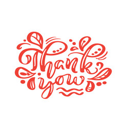 Thank you handwritten text in a red heart hand Vector Image