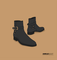 Ankle Boot Template Design With Belt Around