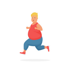 Overweight Man With Big Belly Running Tired Male