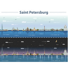 Saint Petersburg City Skyline At Day And Night