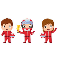 Set Of Racing Car Kid On A White Background